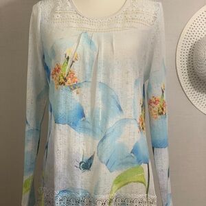 Ladies sheer long sleeve blouse